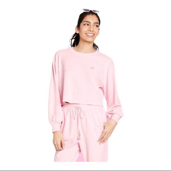 Stoney Clover Lane x Target Boxy Cropped Terry Sumer Lightweight Sweater - Picture 1 of 6